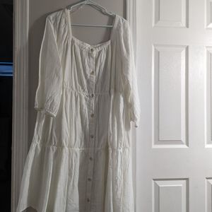 white baby doll tiered dress